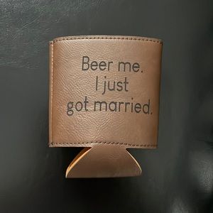 Beer Me I Just Got Married leather engraved can cooler 🚨FINAL PRICE🚨